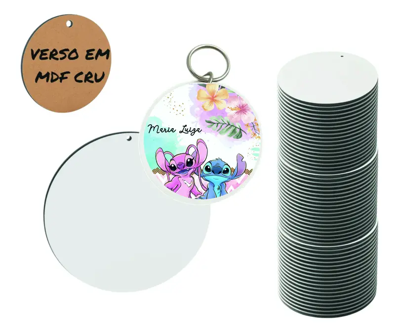 Chaveiros de mdf para identificação - Redondo