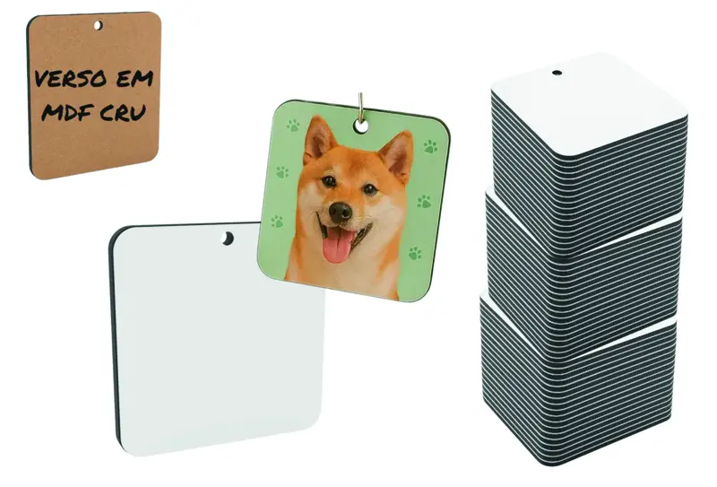 Chaveiros de mdf para identificação - Quadrado