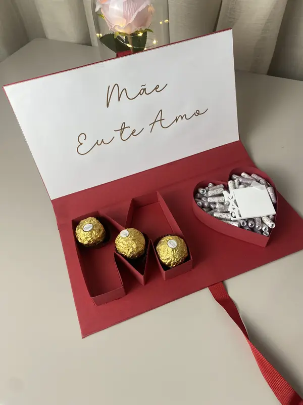Caixa Presente “Mãe, Eu Te Amo” (vermelha)