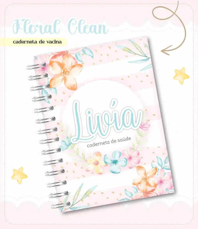 Caderneta de vacina - Floral clean
