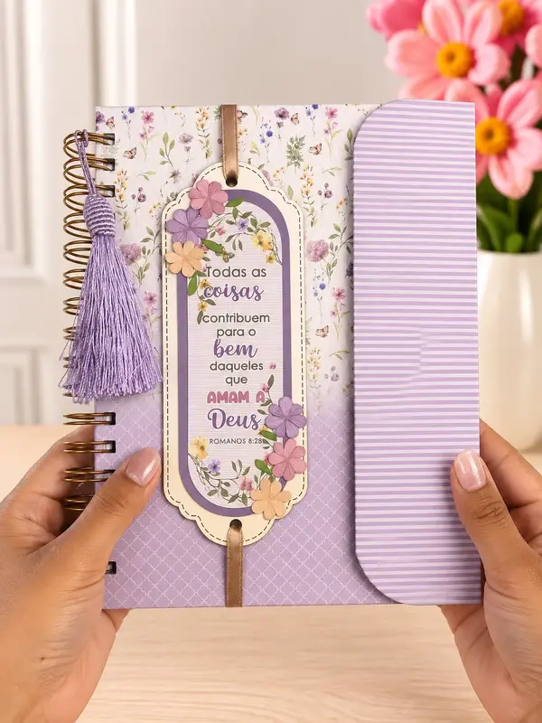Caderno Floral com Aba